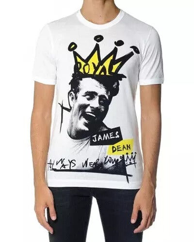 Dolce & Gabbana White Graphic Cotton Short Sleeves Men Men's T-shirt