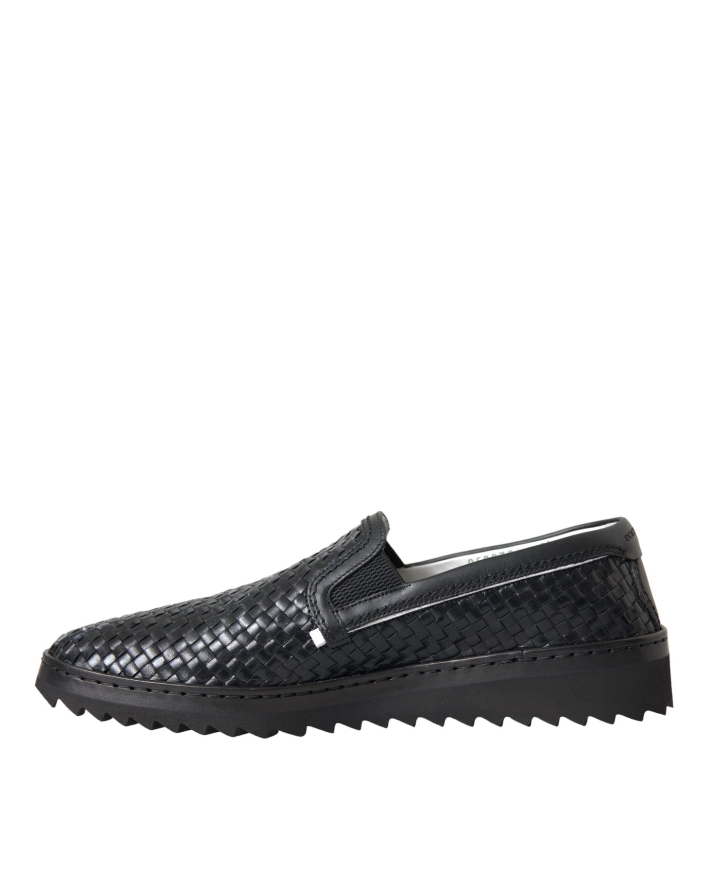 Dolce & Gabbana Black Woven Buffalo Leather Men Loafers Men's Shoes