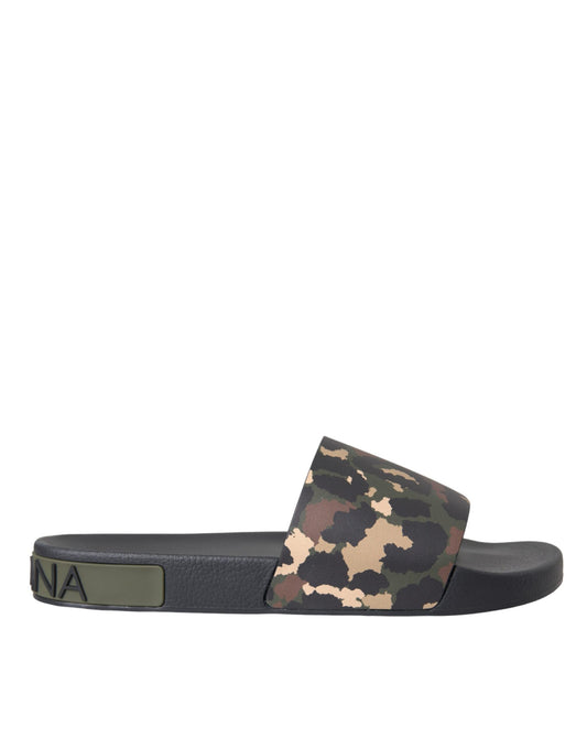 Dolce & Gabbana Multicolor Camouflage Leather Beachwear Men Men's Shoes