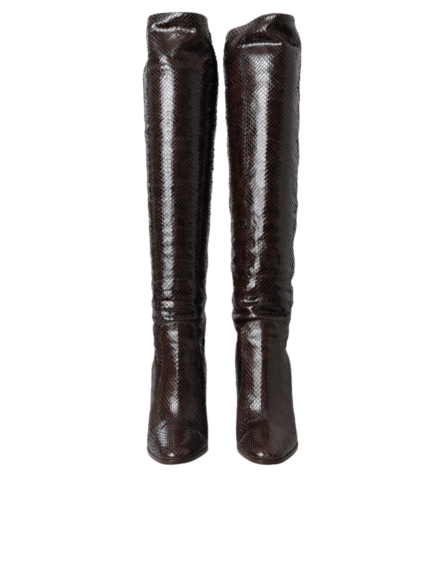 Dolce & Gabbana Brown Exotic Leather Heels High Boots Women's Shoes