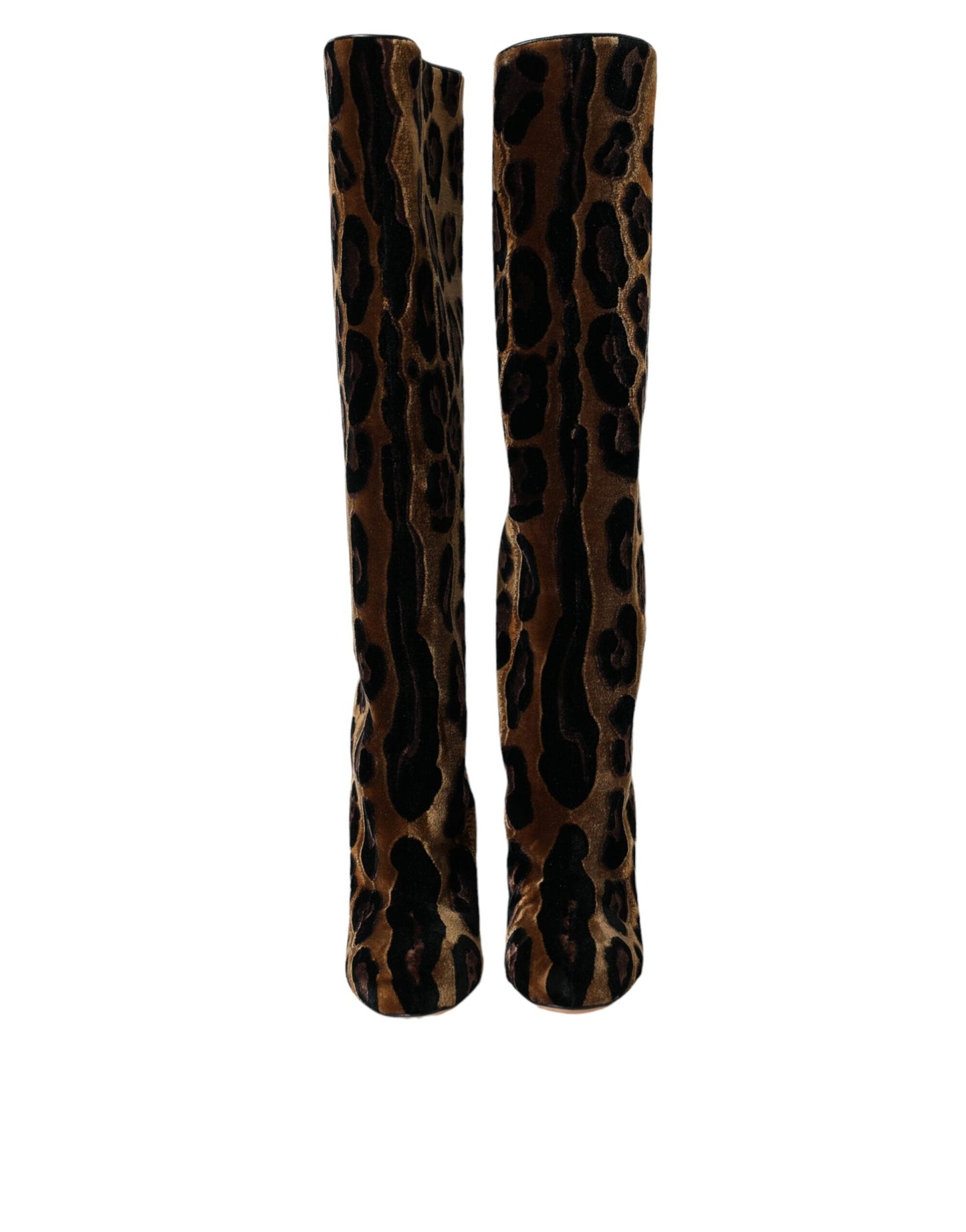 Dolce & Gabbana Brown Giraffe Velvet Leather Boots  Shoes