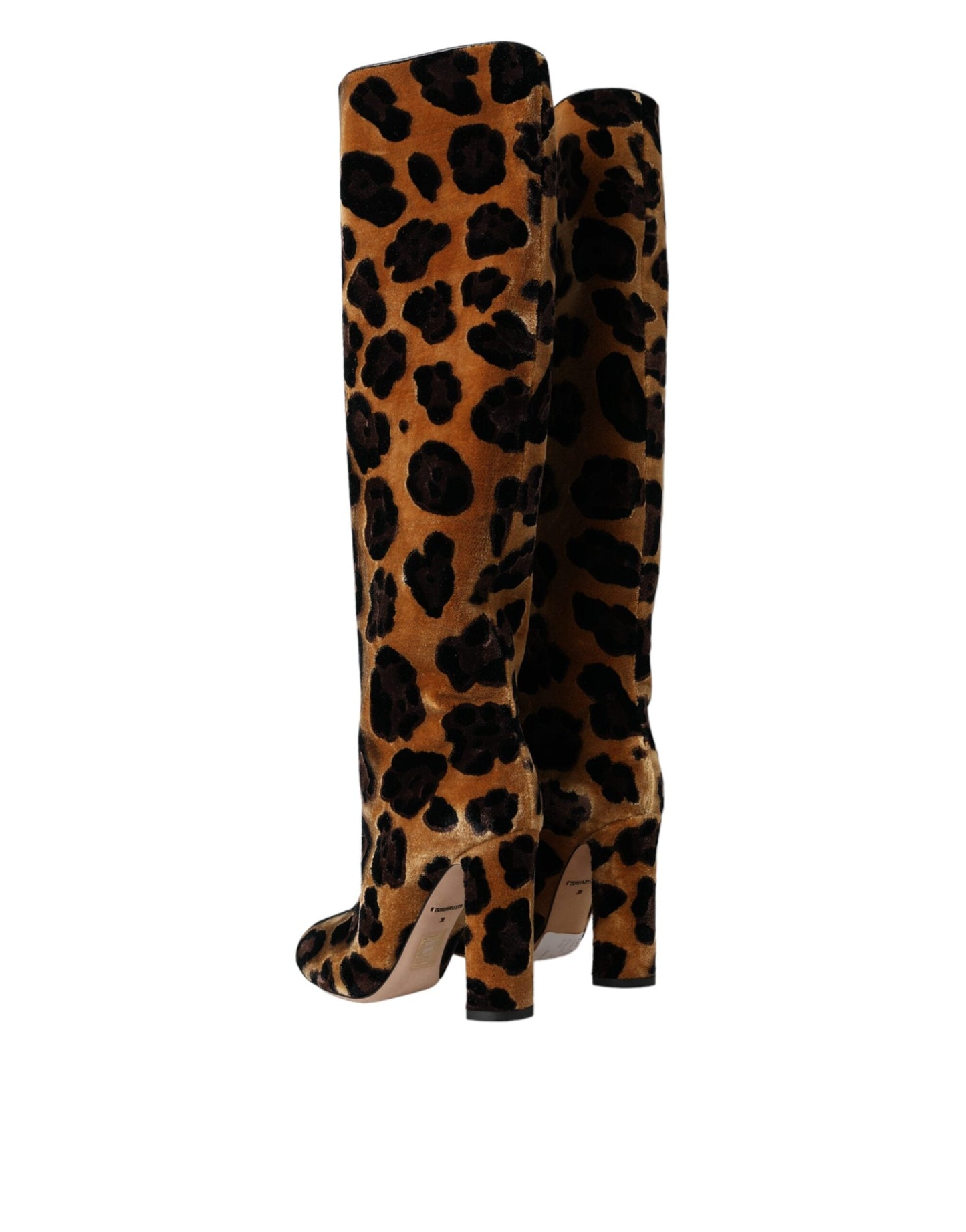 Dolce & Gabbana Brown Giraffe Velvet Leather Boots  Shoes