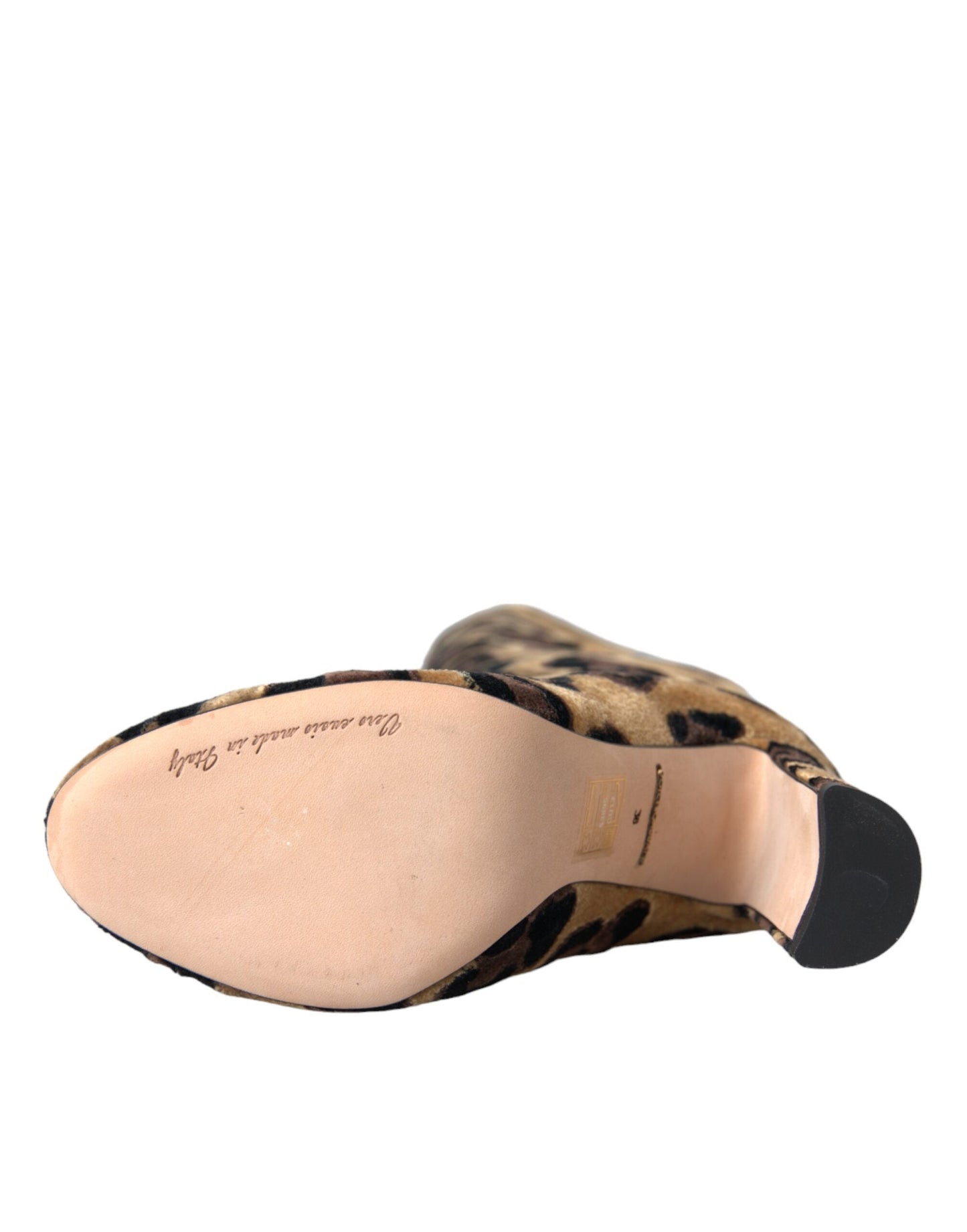 Dolce & Gabbana Brown Giraffe Velvet Leather Boots  Shoes