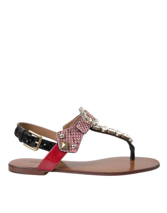 Dolce & Gabbana Multicolor Crystal Sandals Flip Flops Women's Shoes (Pre-Owned)