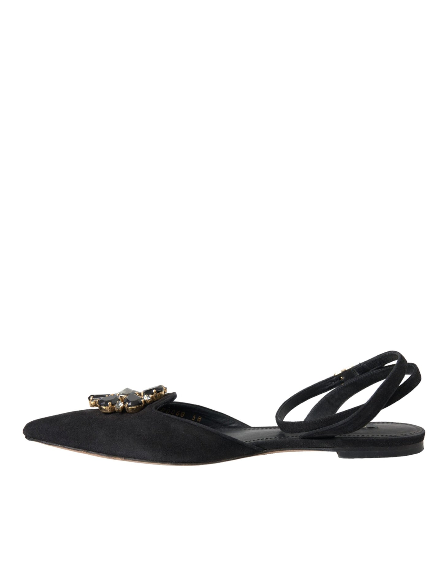 Dolce & Gabbana Black Leather Crystal Slingback Sandals Women's Shoes (Pre-Owned)