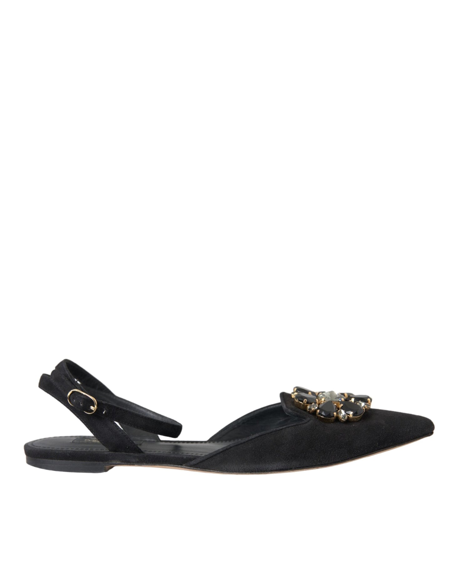 Dolce & Gabbana Black Leather Crystal Slingback Sandals Women's Shoes (Pre-Owned)
