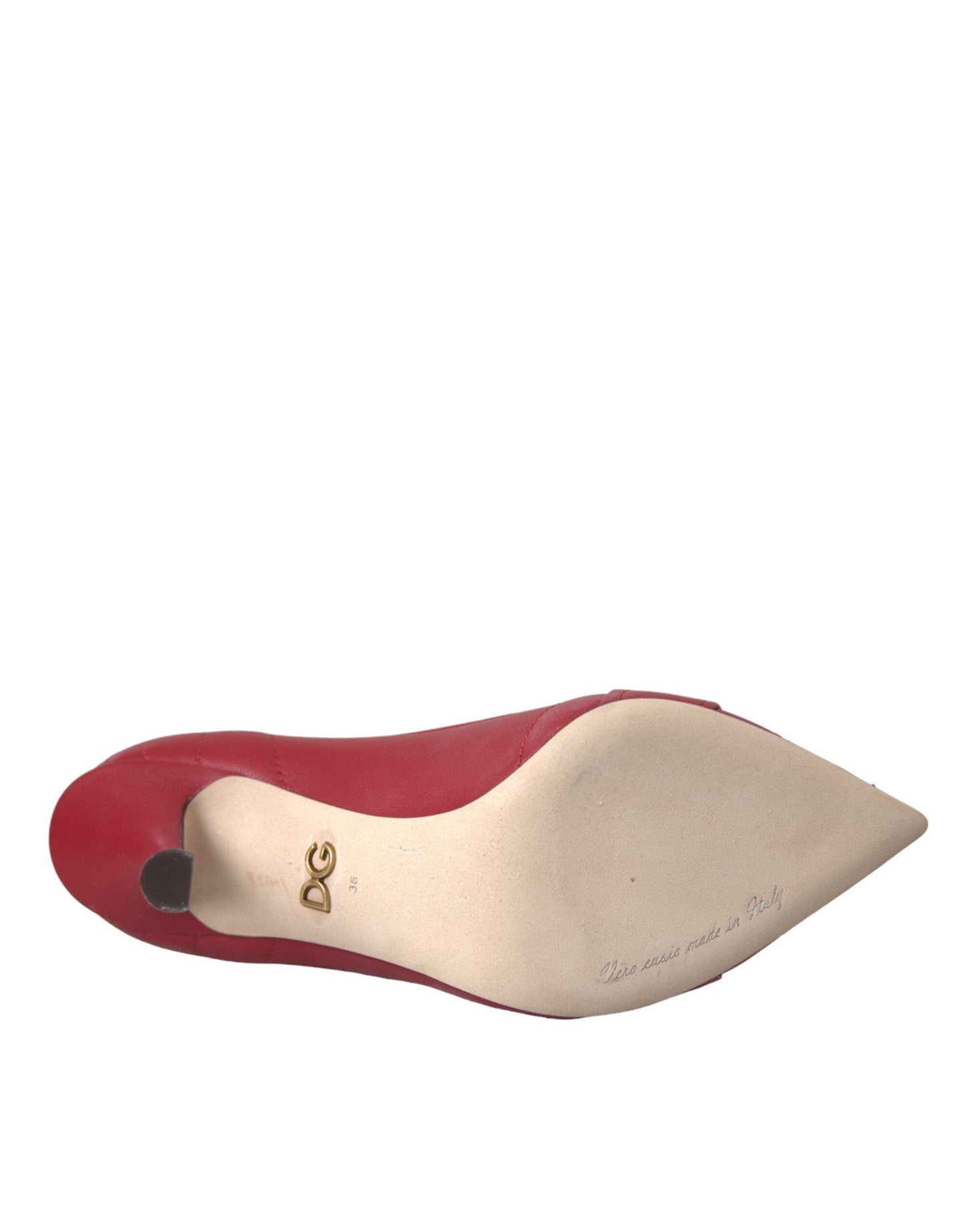 Dolce & Gabbana Red Devotion Leather Heels Pumps Women's Shoes
