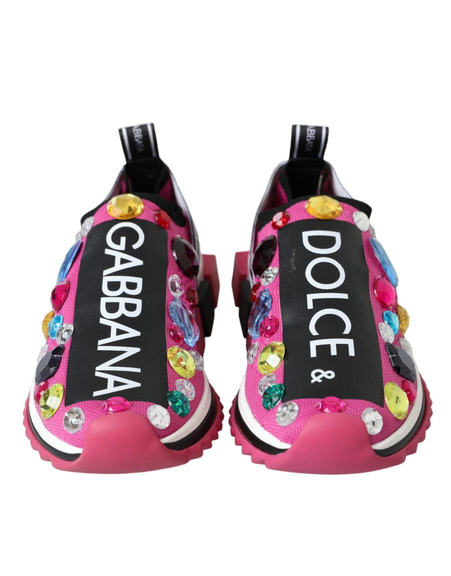 Dolce & Gabbana Pink Sorrento Crystals Sneakers Women's Shoes