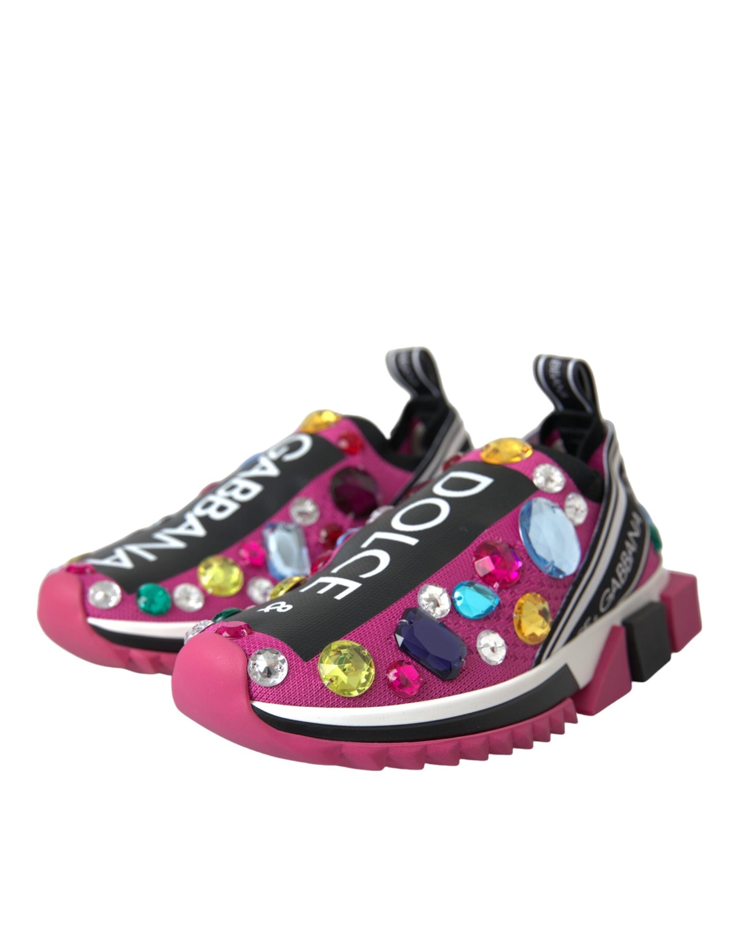 Dolce & Gabbana Pink Sorrento Crystals Sneakers Women's Shoes