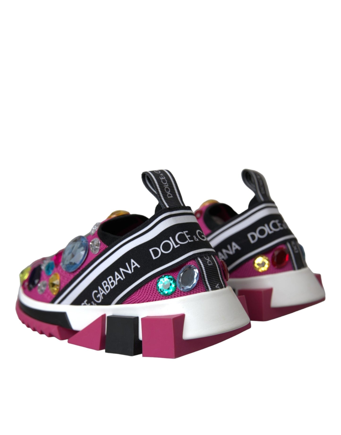 Dolce & Gabbana Pink Sorrento Crystals Sneakers Women's Shoes