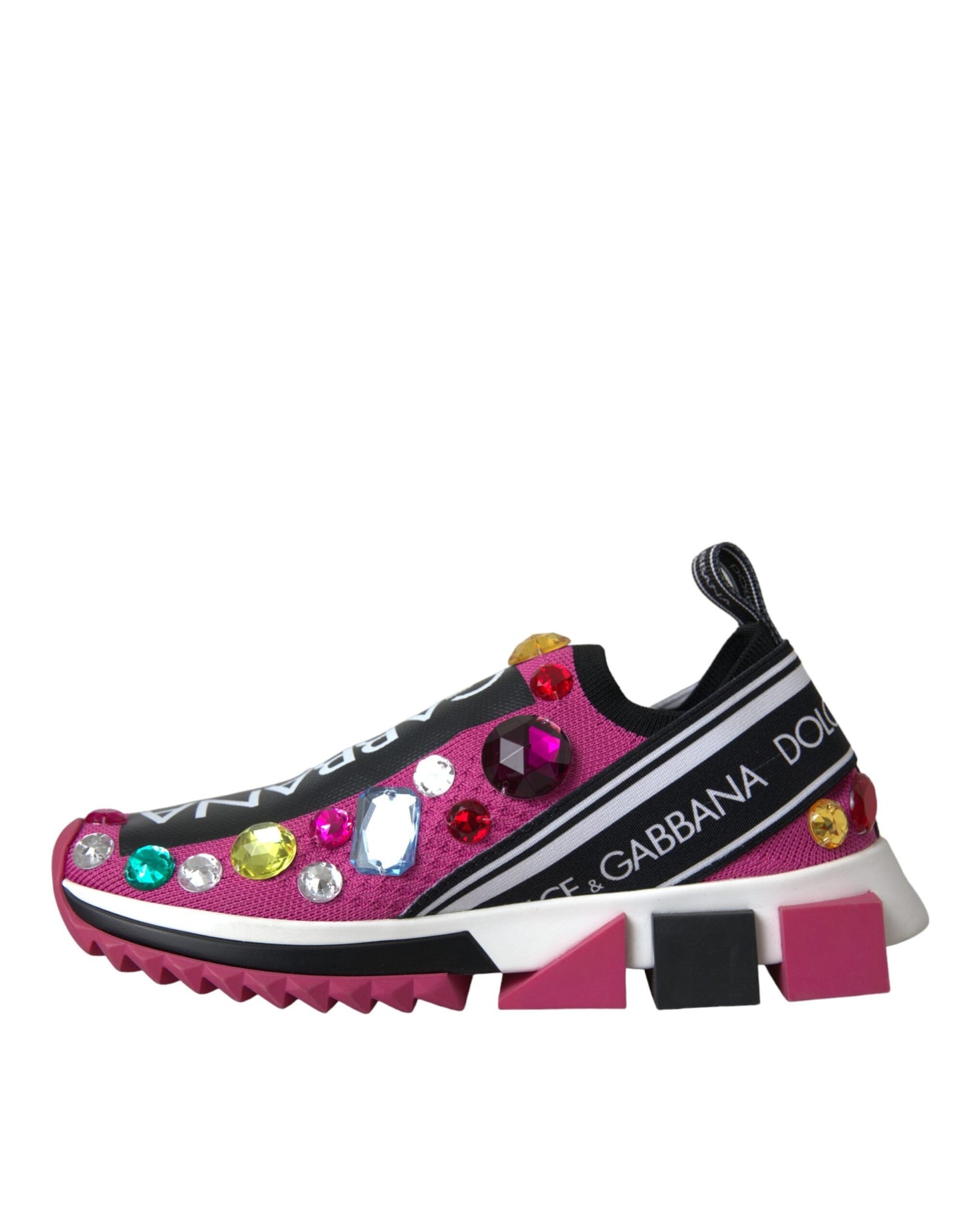 Dolce & Gabbana Pink Sorrento Crystals Sneakers Women's Shoes