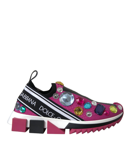 Dolce & Gabbana Pink Sorrento Crystals Sneakers Women's Shoes