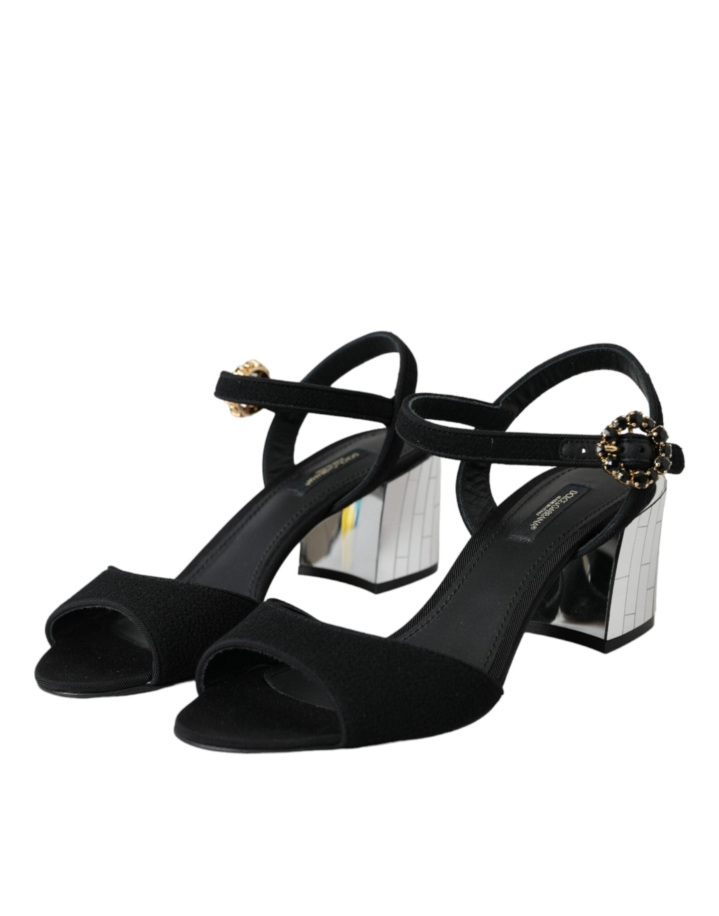 Dolce & Gabbana Black Crystal Ankle Strap Keira Sandal Women's Shoes (Pre-Owned)