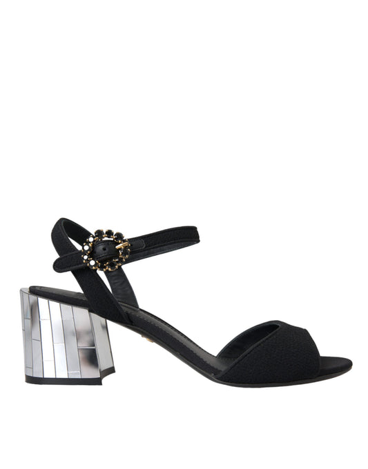 Dolce & Gabbana Black Crystal Ankle Strap Keira Sandal Women's Shoes (Pre-Owned)