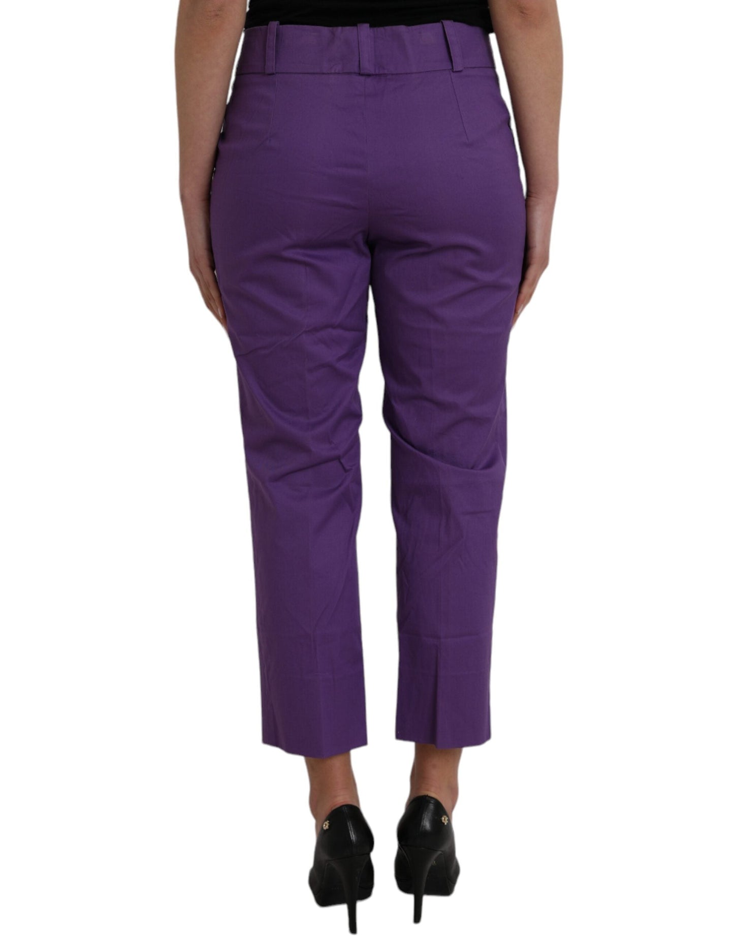 BENCIVENGA Purple Cotton MidWaist Straight Cropped Women's Pants