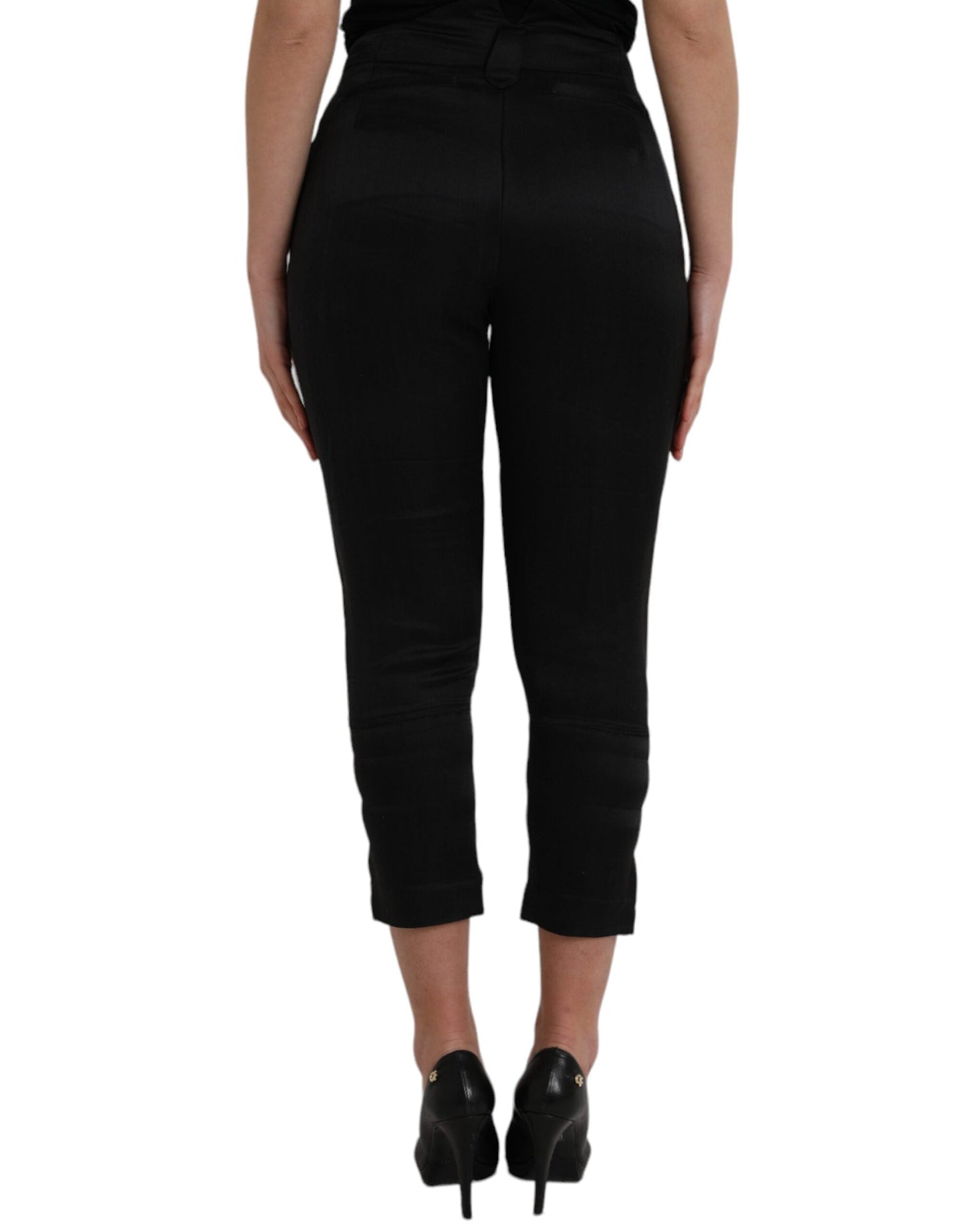 Ermanno Scervino Black High Waist Capri Cropped Women's Pants