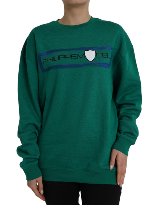 Philippe Model Green Cotton Logo Print Long Sleeves Pullover Women's Sweater