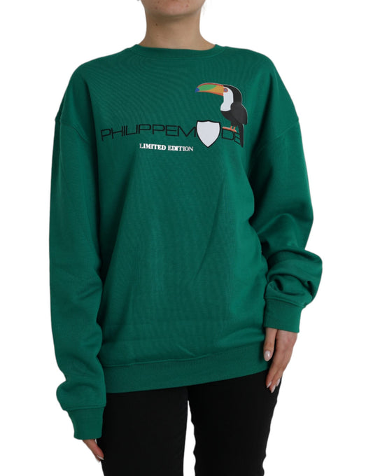 Philippe Model Green Cotton Logo Print Long Sleeves Pullover Women's Sweater (Pre-Owned)