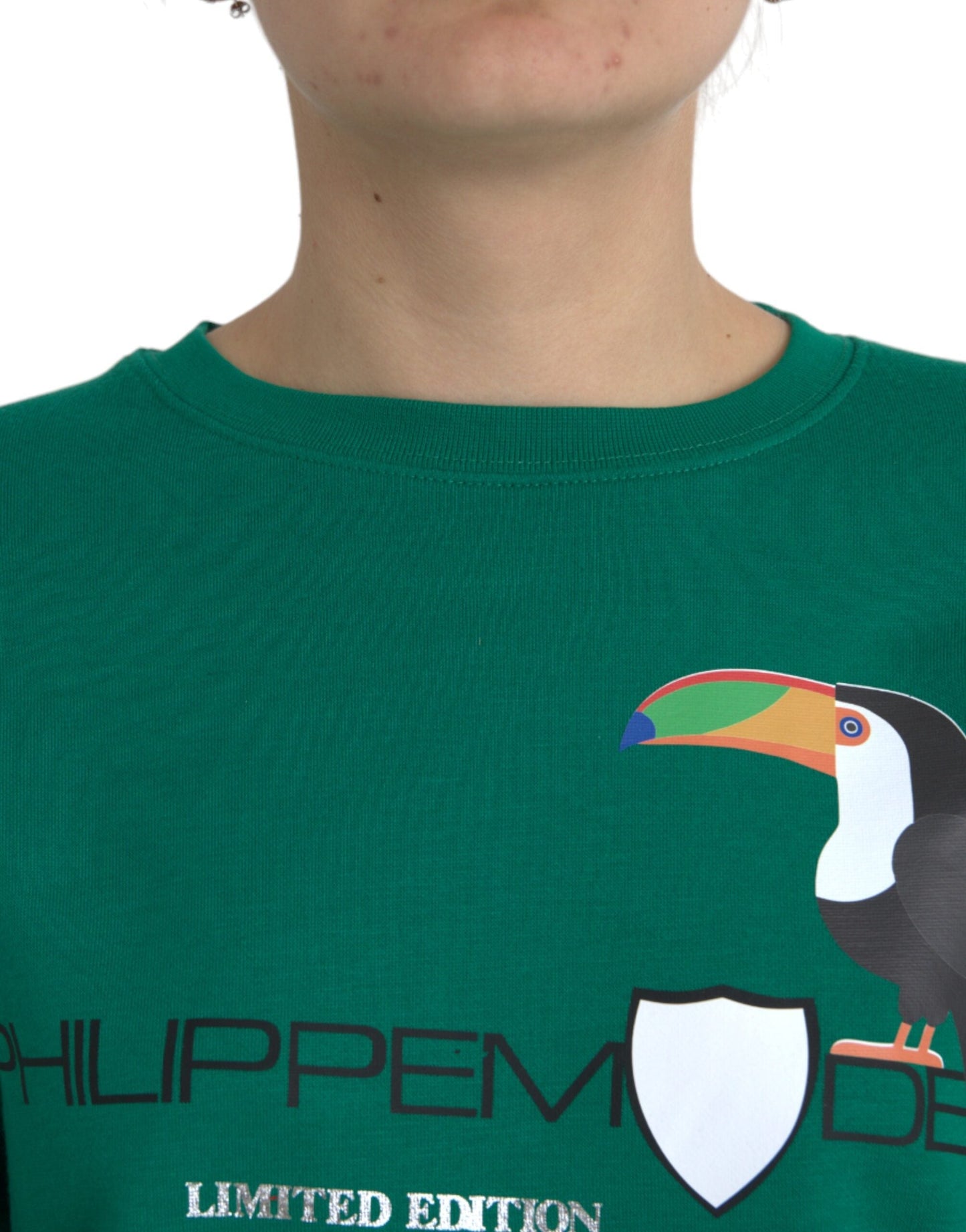 Philippe Model Green Cotton Logo Print Long Sleeves Pullover Women's Sweater (Pre-Owned)