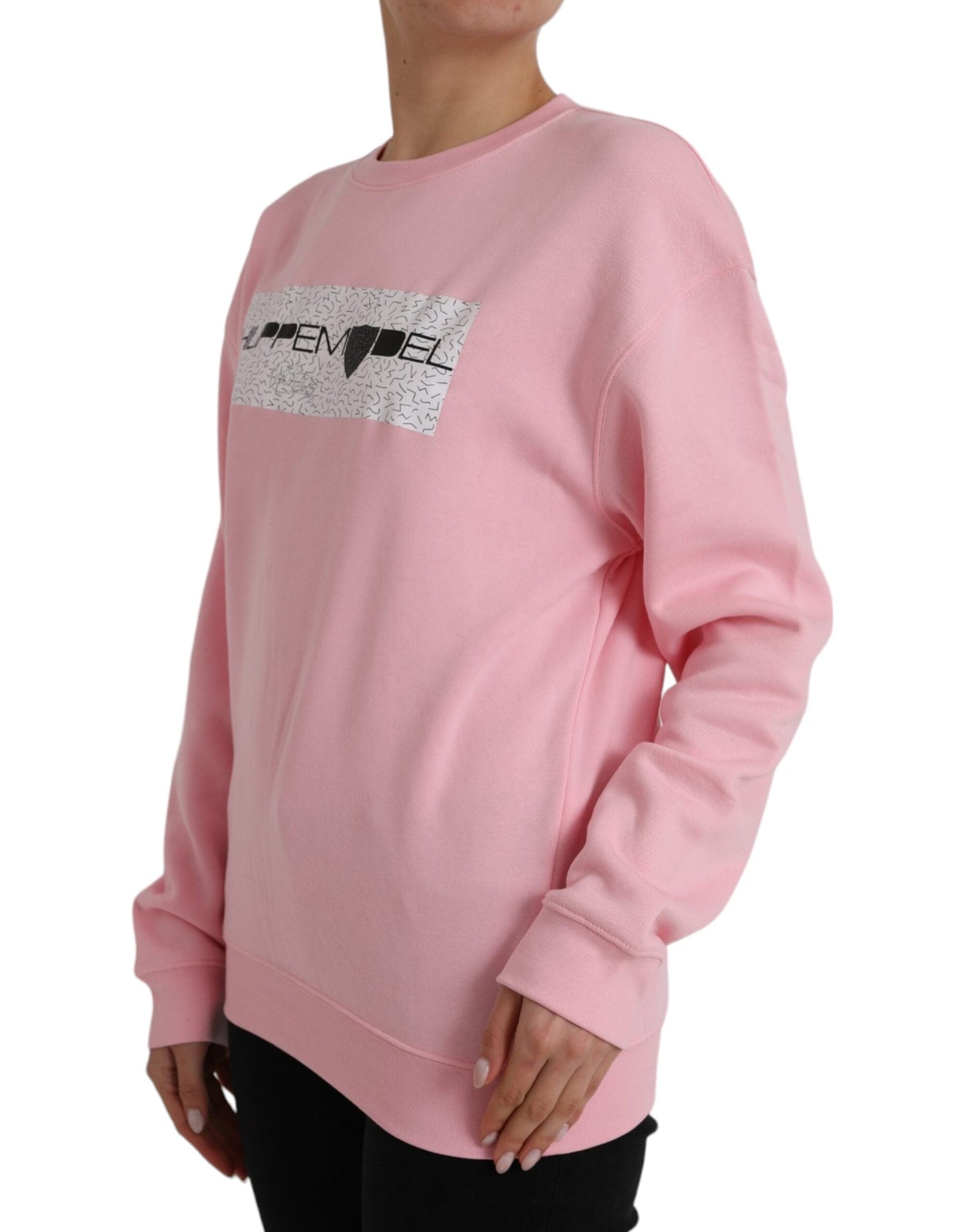 Philippe Model Pink Cotton Logo Print Long Sleeves Pullover Women's Sweater (Pre-Owned)