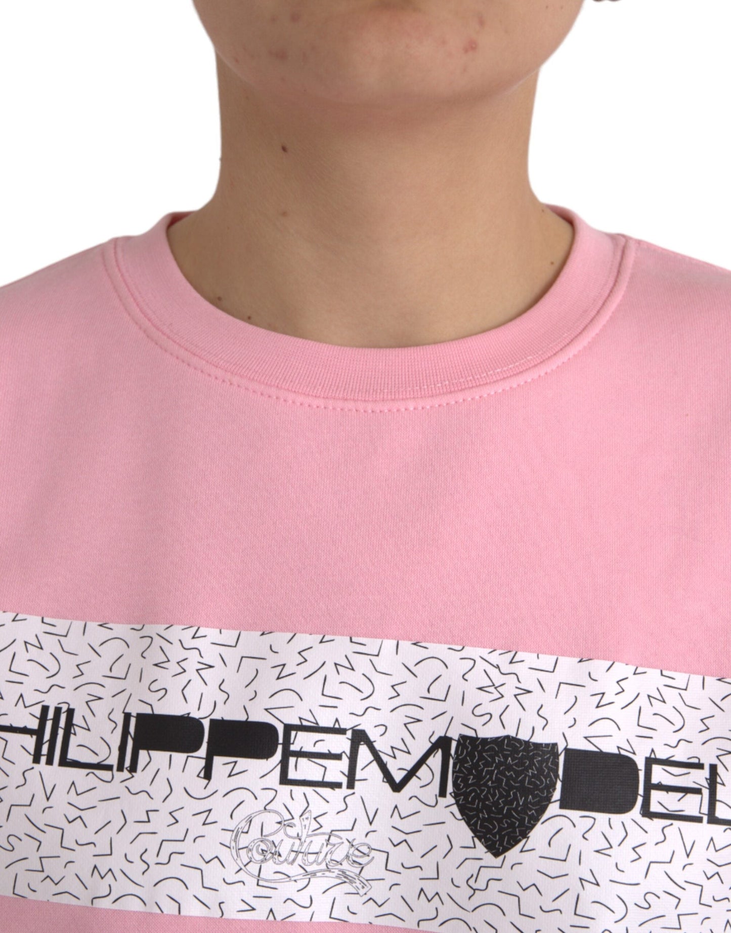 Philippe Model Pink Cotton Logo Print Long Sleeves Pullover Women's Sweater (Pre-Owned)