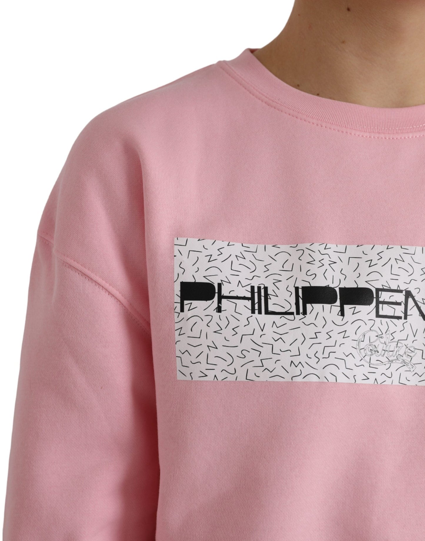 Philippe Model Pink Cotton Logo Print Long Sleeves Pullover Women's Sweater (Pre-Owned)