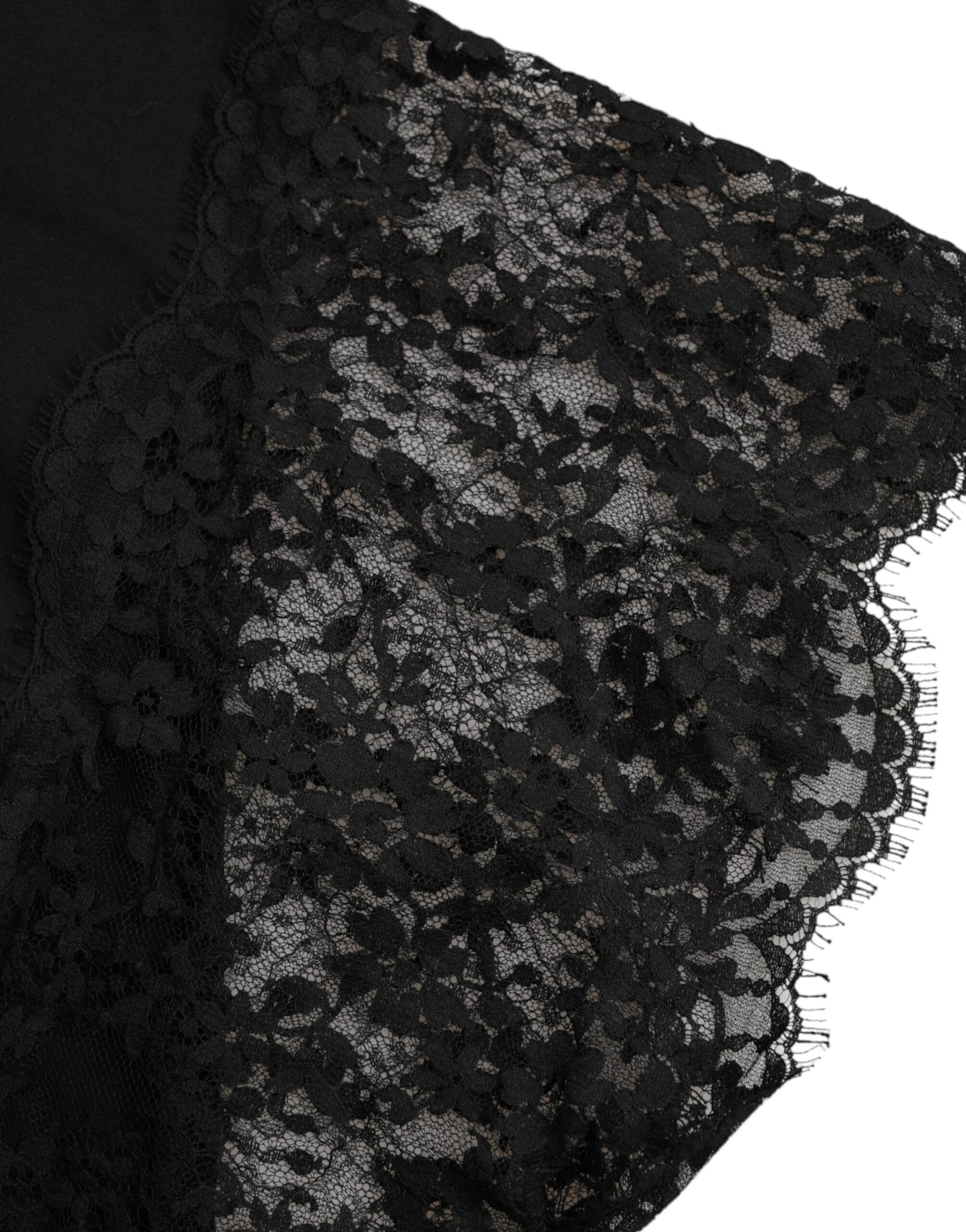 Dolce & Gabbana Black Sacred Heart Print Cotton Lace Women's T-shirt