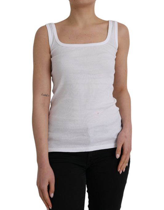 Ermanno Scervino White Cotton Sleevelesss Tank Casual Women's Top (Pre-Owned)