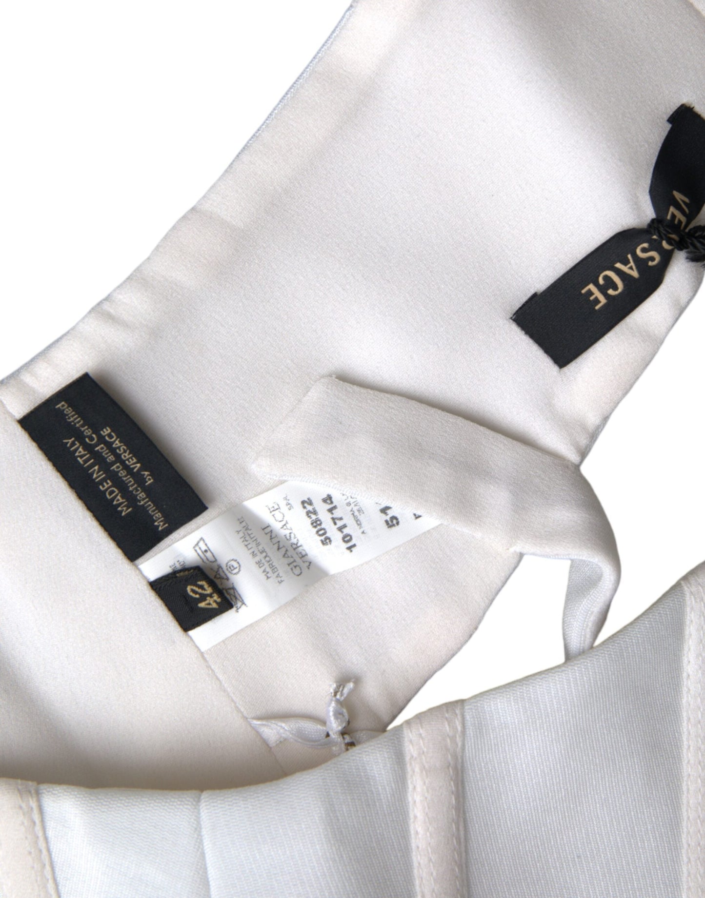 Versace White Viscose Bustier Sleeveless Cropped Women's Top