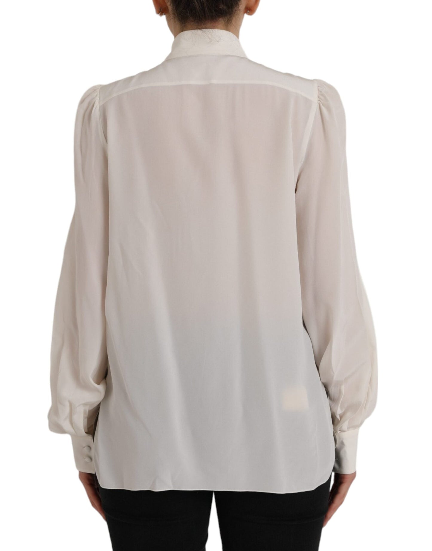 Dolce & Gabbana Off White Long Sleeve Button Down Blouse Women's Top