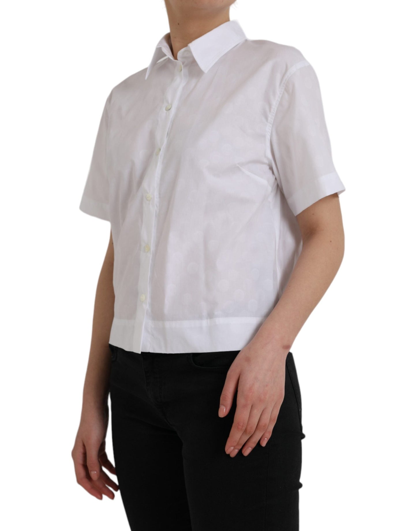 Dolce & Gabbana White Collared Short Sleeve Polo Shirt Women's Top