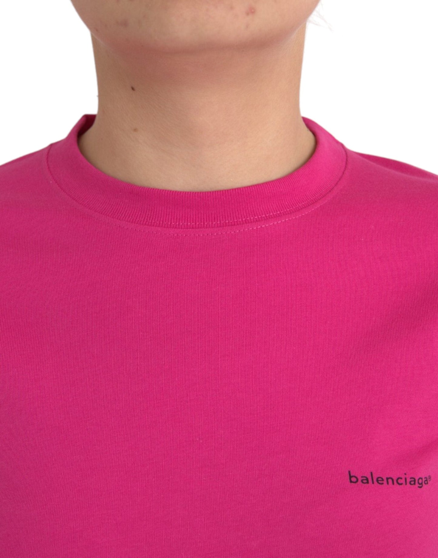 Balenciaga Pink Cotton Crew Neck Short Sleeves Tee Women's T-shirt (Pre-Owned)