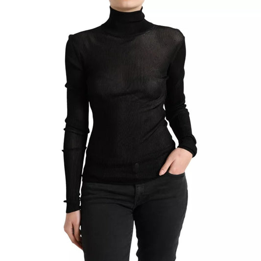 Dolce & Gabbana Black Viscose Turtle Neck Pullover Women's Sweater (Pre-Owned)