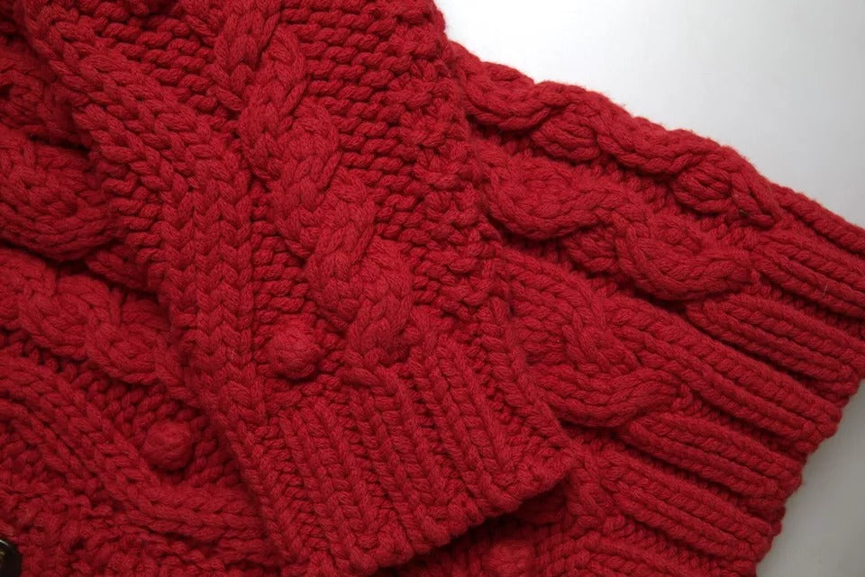 Dolce & Gabbana Red Wool Knit Button Down Cardigan Women's Sweater (Pre-Owned)