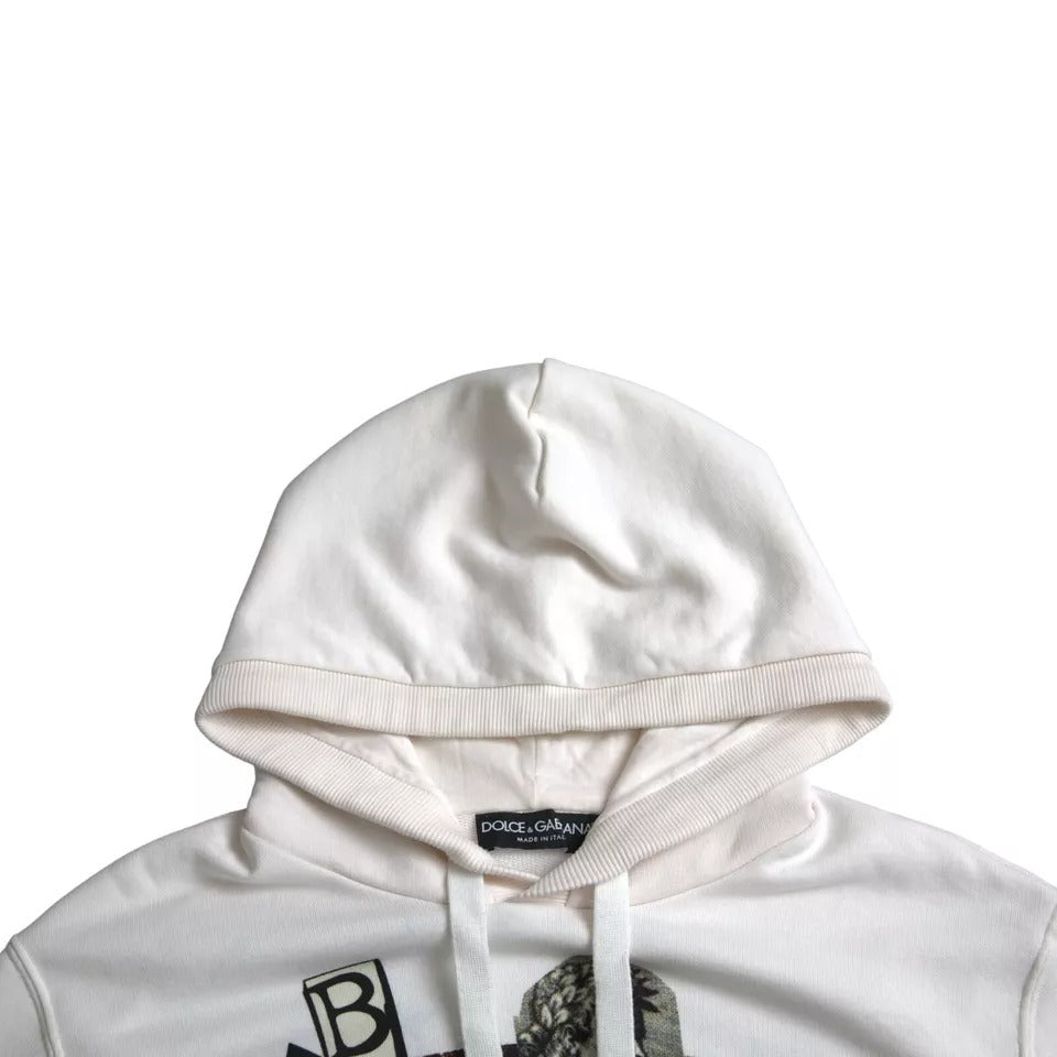 Dolce & Gabbana White Caesar Cotton Hooded Pullover Men's Sweater (Pre-Owned)