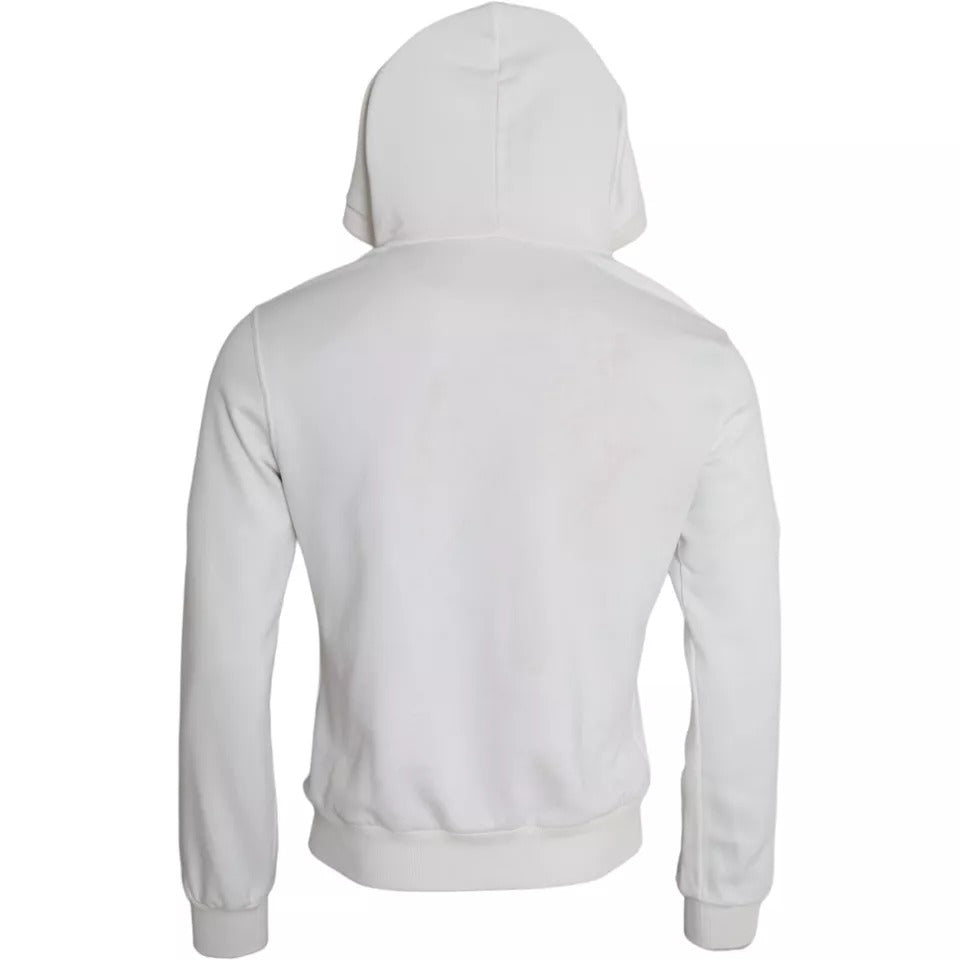 Dolce & Gabbana White Caesar Cotton Hooded Pullover Men's Sweater (Pre-Owned)