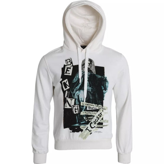 Dolce & Gabbana White Caesar Cotton Hooded Pullover Men's Sweater (Pre-Owned)