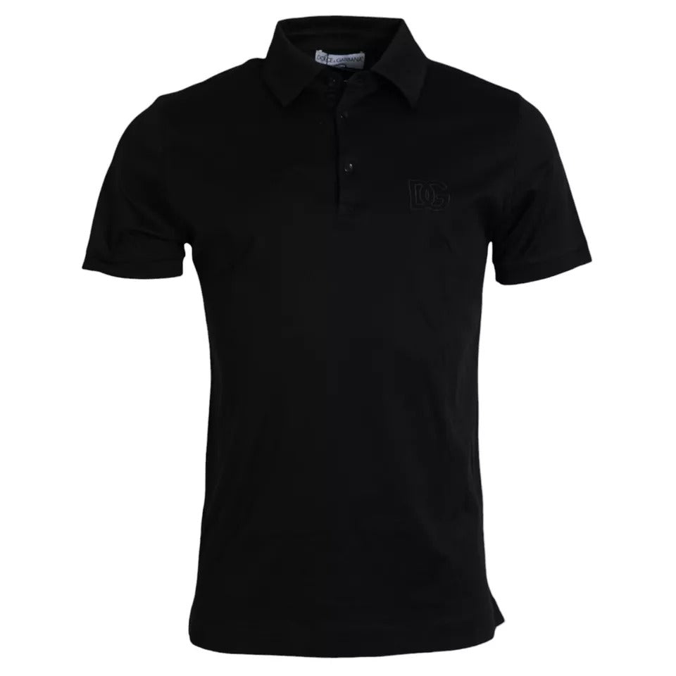 Dolce & Gabbana Black Logo Cotton Collared Polo Top Men's T-shirt (Pre-Owned)