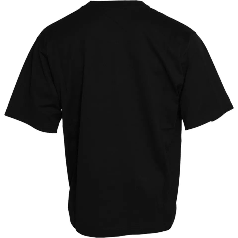 Dolce & Gabbana Black Logo Patch Cotton Crew Neck Men's T-shirt (Pre-Owned)