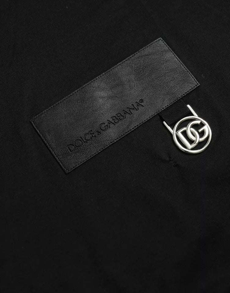 Dolce & Gabbana Black Logo Patch Cotton Crew Neck Men's T-shirt (Pre-Owned)
