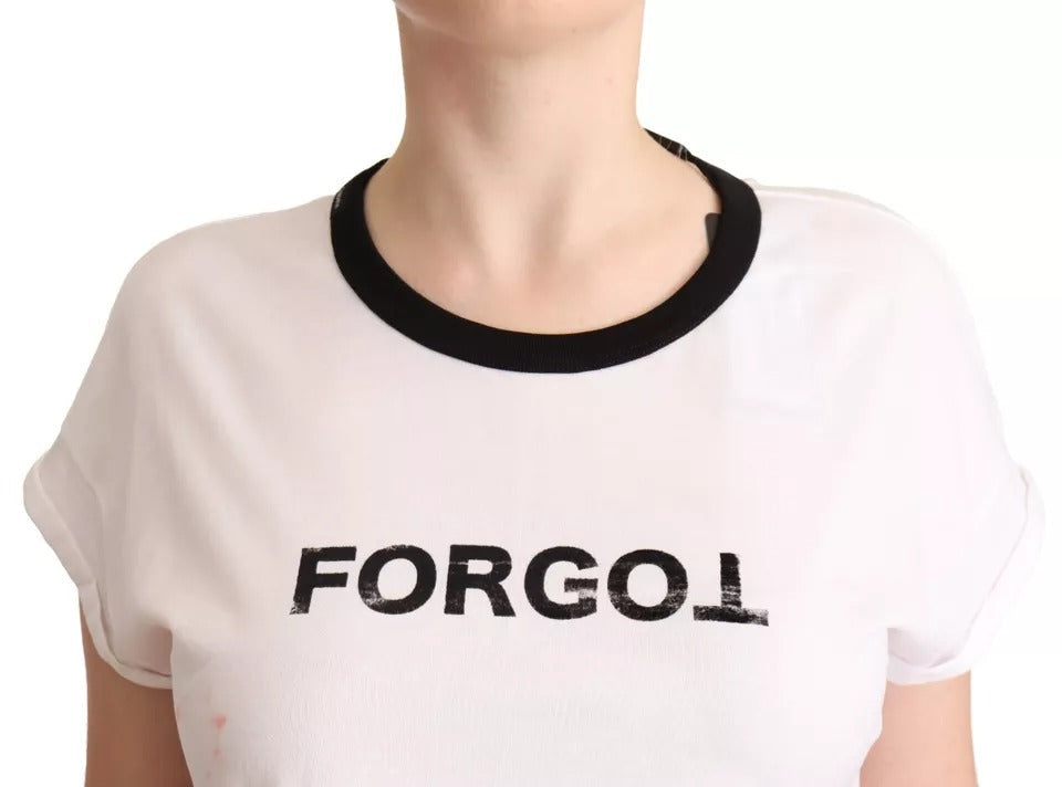 Dolce & Gabbana White Forgot Print Short Sleeves Crop Women's T-shirt (Pre-Owned)