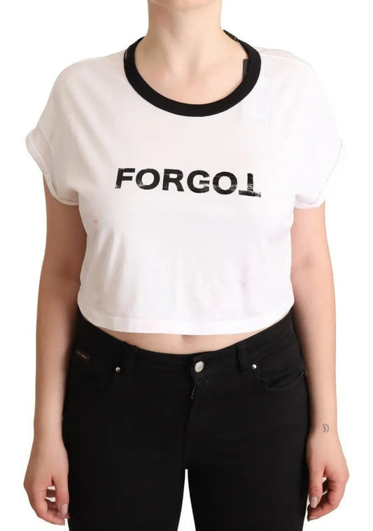 Dolce & Gabbana White Forgot Print Short Sleeves Crop Women's T-shirt (Pre-Owned)
