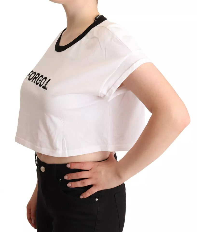 Dolce & Gabbana White Forgot Print Short Sleeves Crop Women's T-shirt (Pre-Owned)