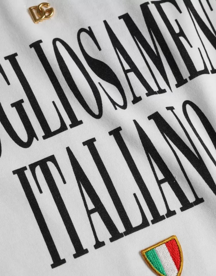 Dolce & Gabbana White Logo Cotton Round Neck Short Sleeves Men's T-shirt (Pre-Owned)