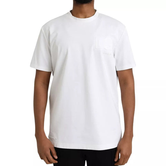 Dolce & Gabbana White Logo Embossed Cotton Crewneck Men's T-shirt (Pre-Owned)