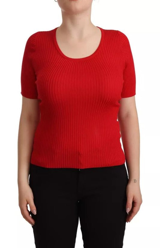 Dolce & Gabbana Red Silk T-shirt Short Sleeve Top Women's Blouse (Pre-Owned)