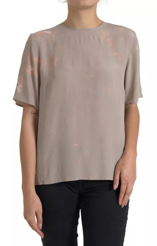 Dolce & Gabbana Brown Round Neck Short Sleeve Blouse Women's Top (Pre-Owned)