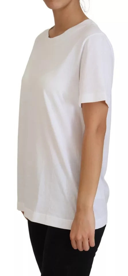 Dolce & Gabbana Optical White Printed Short Sleeves Women's Top (Pre-Owned)