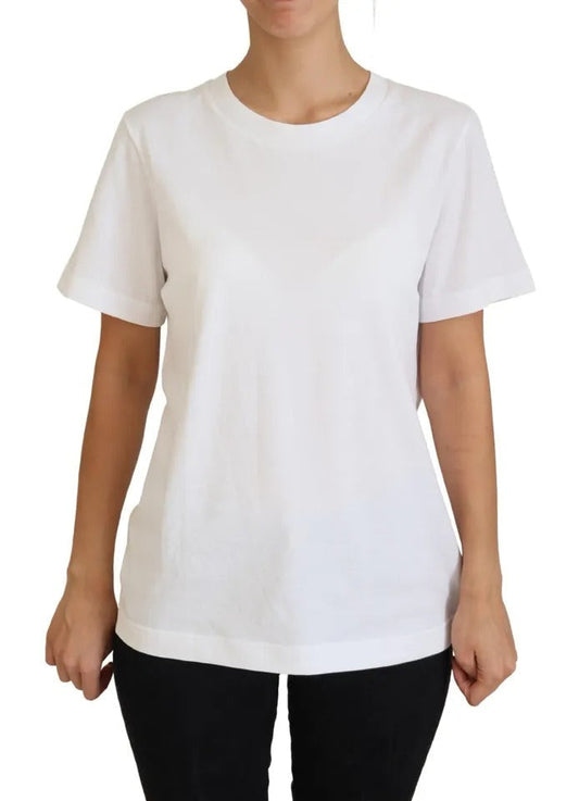 Dolce & Gabbana Optical White Printed Short Sleeves Women's Top (Pre-Owned)