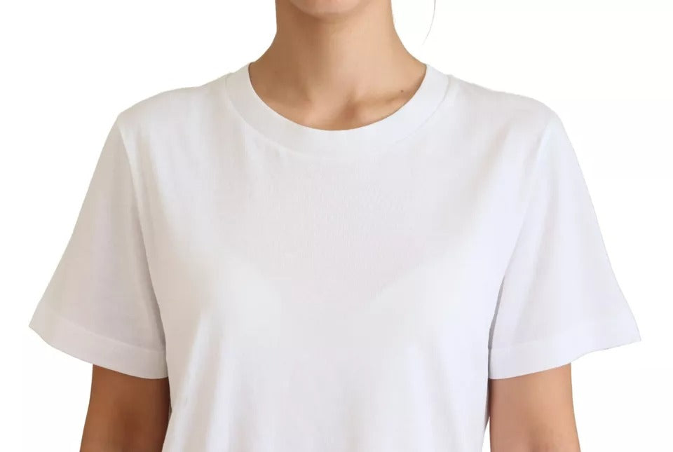 Dolce & Gabbana Optical White Printed Short Sleeves Women's Top (Pre-Owned)